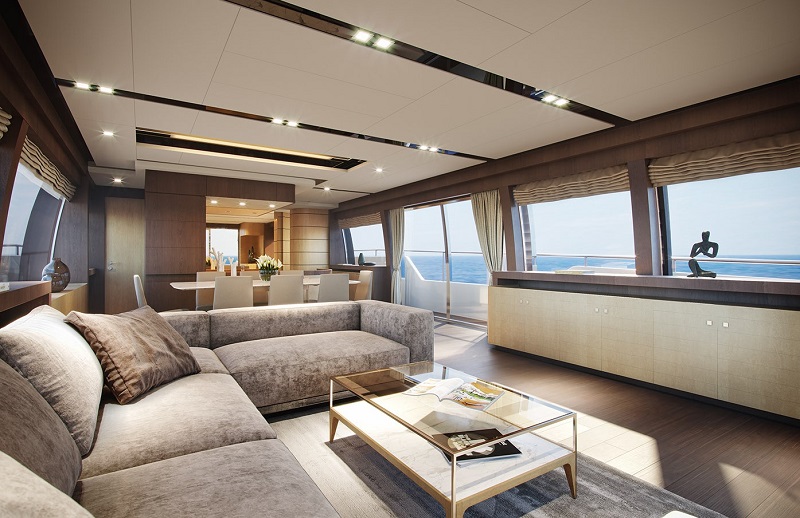 Thiết kế nội thất du thuyền có phòng khách sang trọng