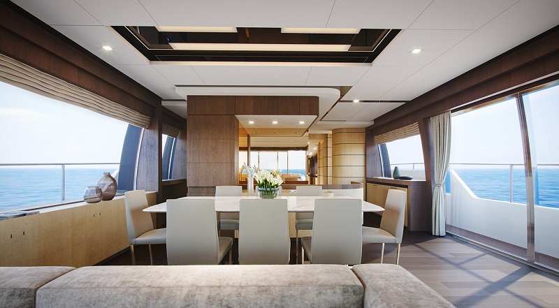 Thiết kế nội thất du thuyền có phòng ăn ấm cúng
