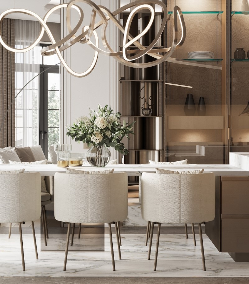 Ý tưởng thiết kế nội thất đep cho khu vực bàn ăn căn hộ đương đại