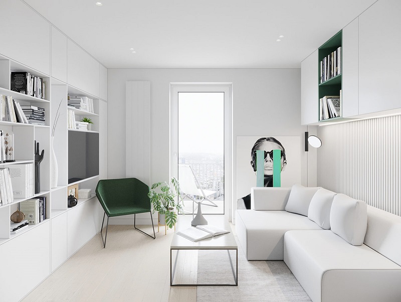 Ý tưởng thiết kế nội thất đep cho phòng khách phong cách tối giản