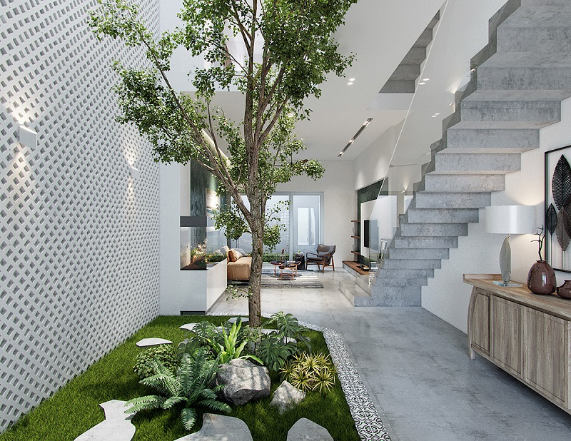 Thiết kế nội thất không gian xanh không thể thiếu cây xanh