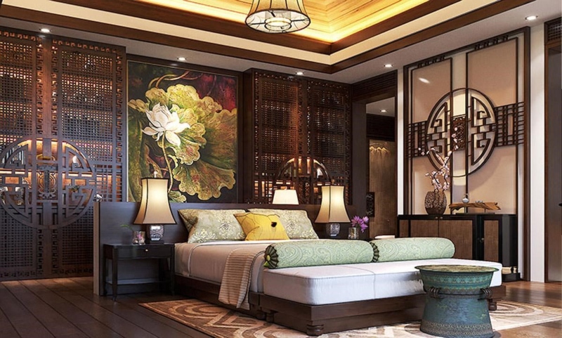 Thiết kế nội thất phòng ngủ phong cách Á Đông