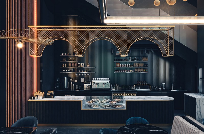 Quầy bar được thiết kế độc đáo trong lounge