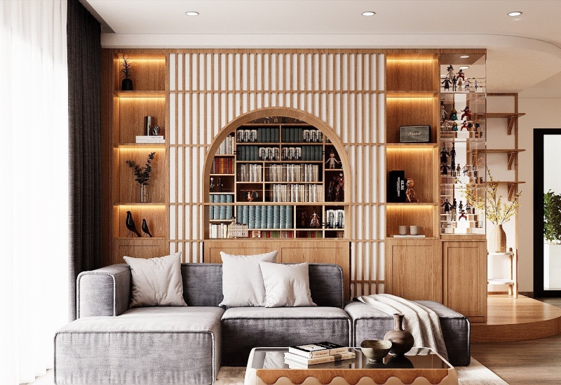 Thiết kế nội thất phòng khách phong cách Nhật Bản