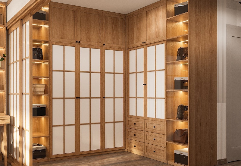 Thiết kế nội thất phòng thay đồ phong cách Nhật