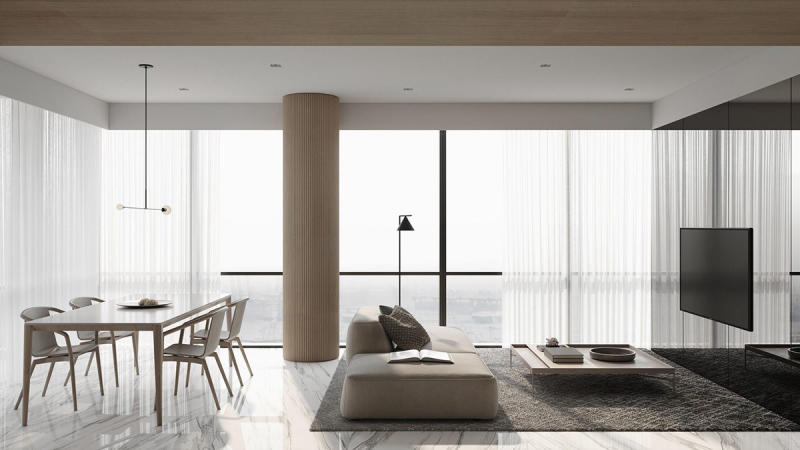 Thiết kế nội thất phòng khách chung cư tối giản