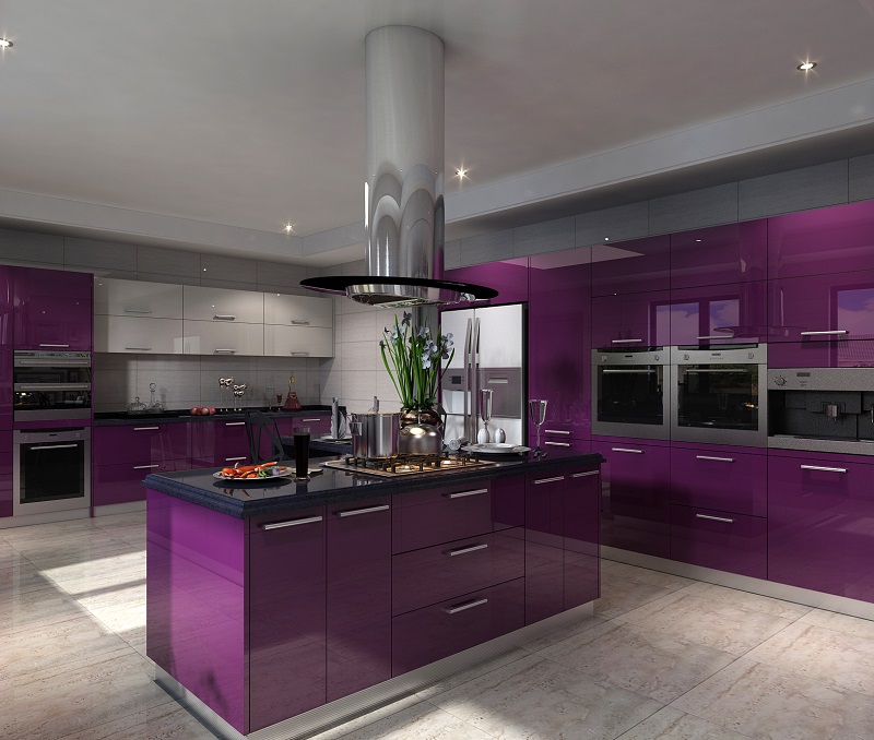 Tủ bếp màu tím