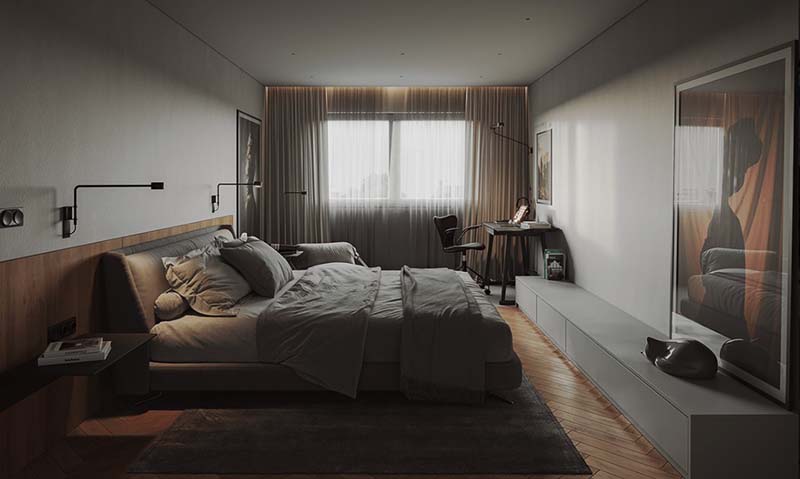 Thiết kế nội thất căn hộ chung cư 1 phòng ngủ hiện đại
