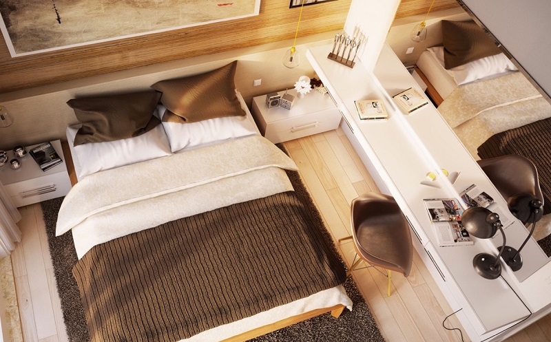 Mẫu phòng ngủ đẹp sử dụng gỗ chủ đạo